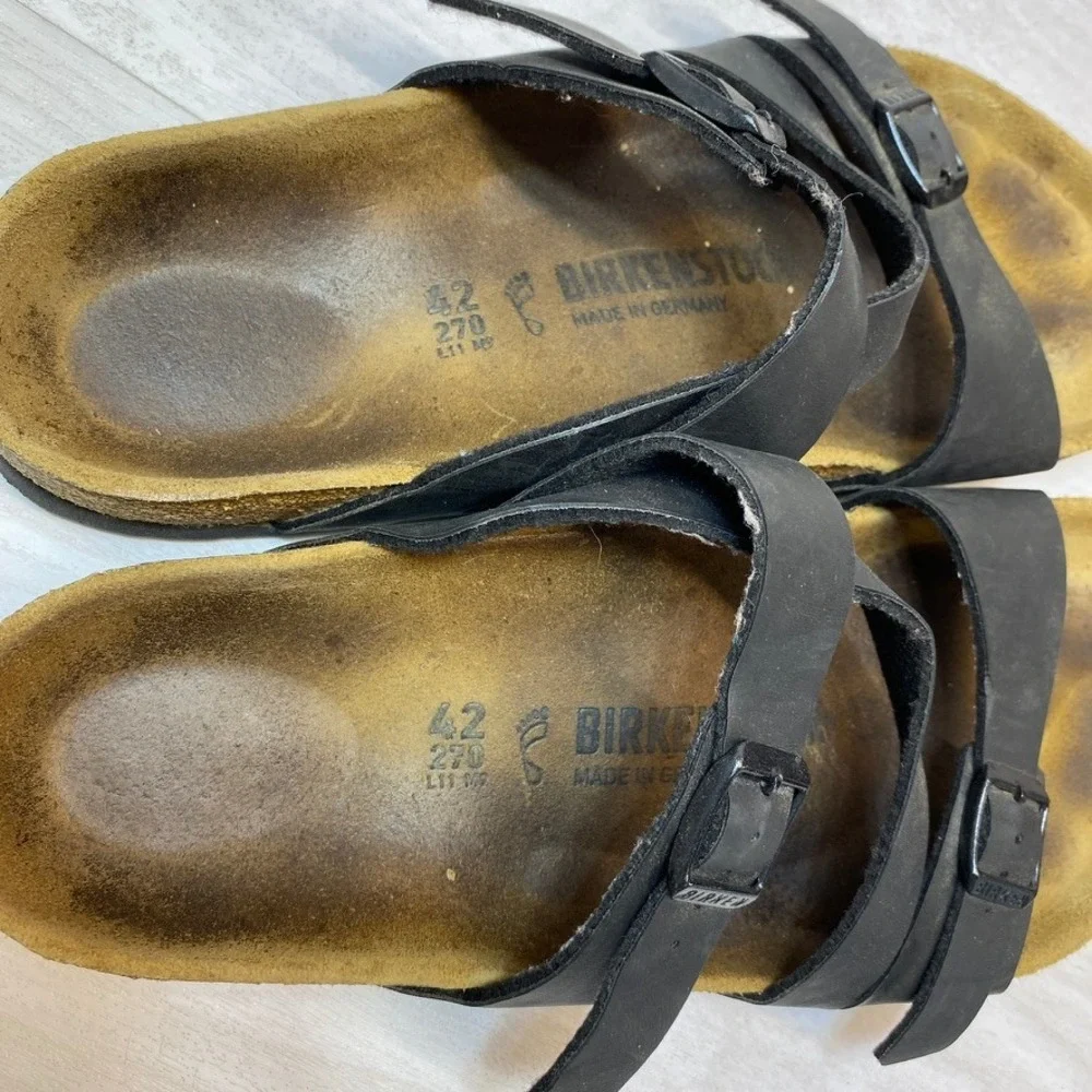 Birkenstock Womens 42 Salina Slide Sandals Black Birko-Flor Cork Footbed Comfort